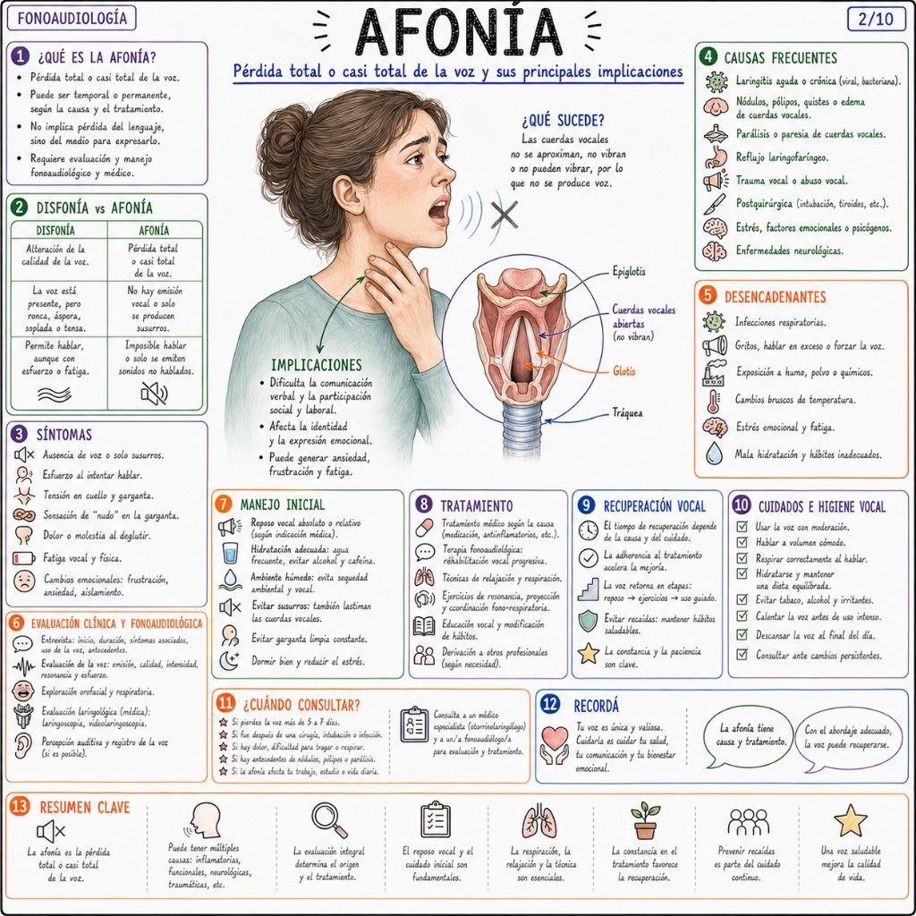 Afonía: Pérdida total o casi total de la voz y sus principales implicaciones