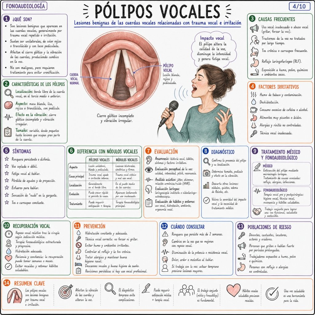 Pólipos Vocales: Lesiones relacionadas con trauma vocal e irritación