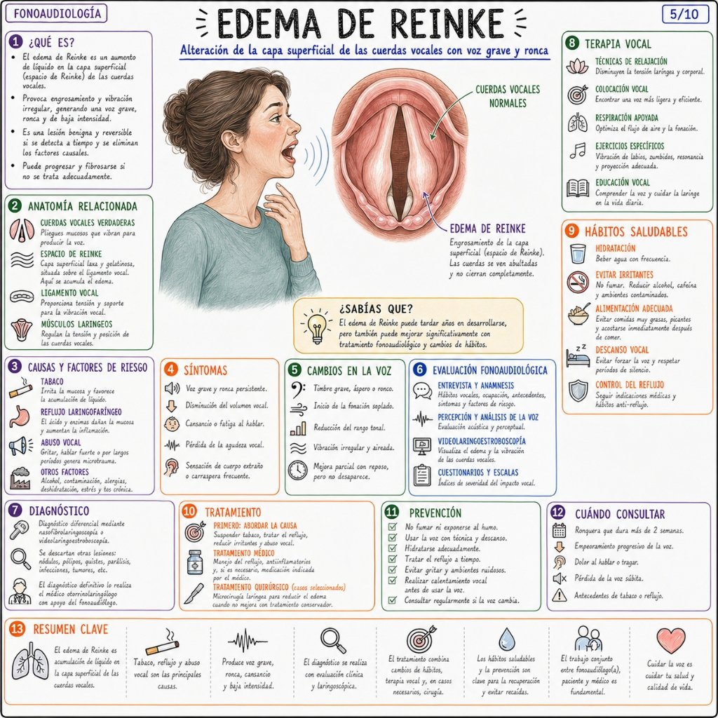 Edema de Reinke: Alteración de la capa superficial de las cuerdas vocales