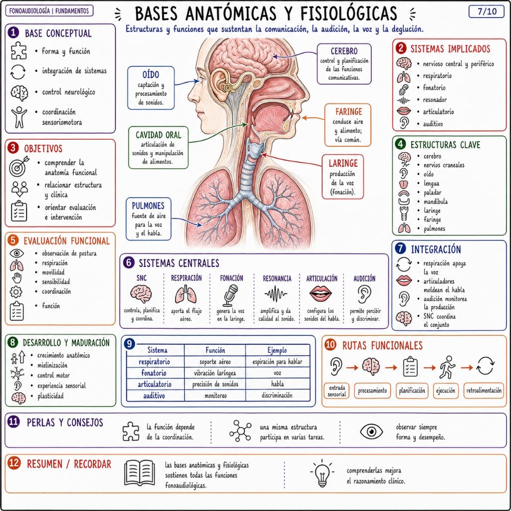 Bases Anatómicas y Fisiológicas: Estructuras y funciones fonoaudiológicas